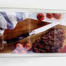 NEW CROFTON LAGUIOLE STYLE STEAK KNIVES Black Stainless Marbled Handles Lot 4