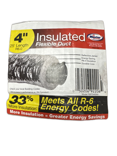 MasterFlow F6IFD4X300 4 in. x 25 ft. Insulated Flexible Duct R6 Silver ...