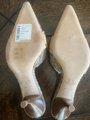 CHRISTIAN DIOR SHOES MULE DIOR LOGO GOLD BUCKLE SZ 41 DUST CHRISTIAN DIOR SHOES MULE DIOR LOGO GOLD BUCKLE SZ 41 DUST