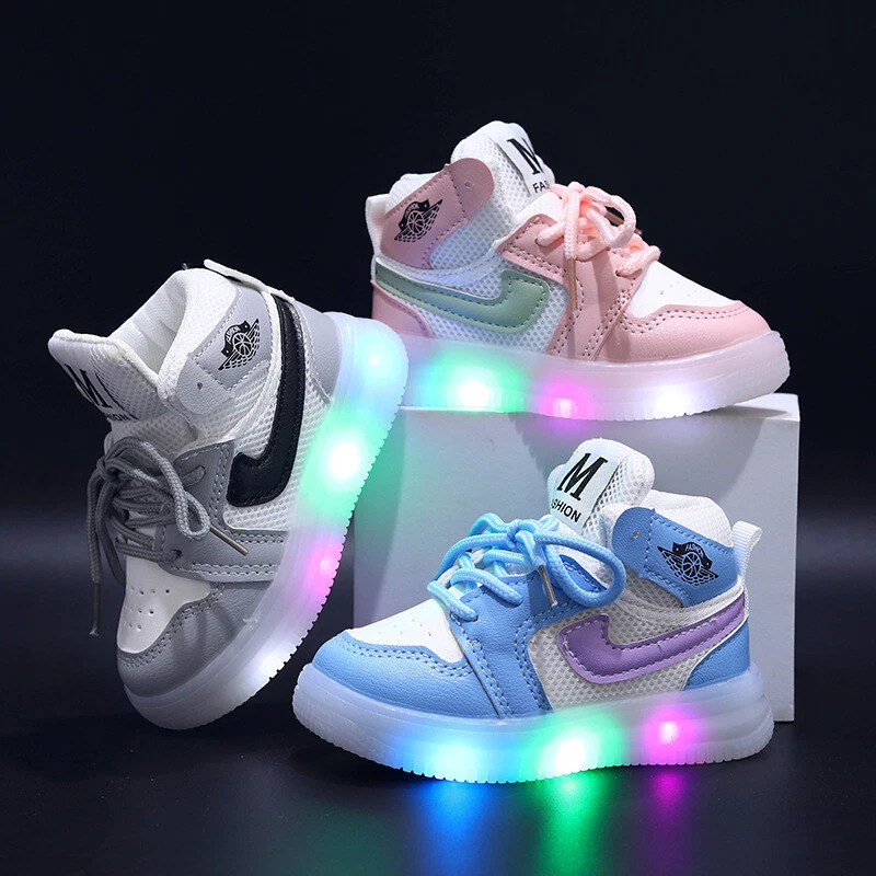 Baby Boys Girls Kids Shoes Toddler Light Up Luminous Trainers LED Flash  Sneakers