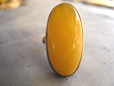 VINTAGE DEEP EGG YOLK NATURAL BALTIC AMBER STERLING RING - SIZE 6 - 9.3 gr.