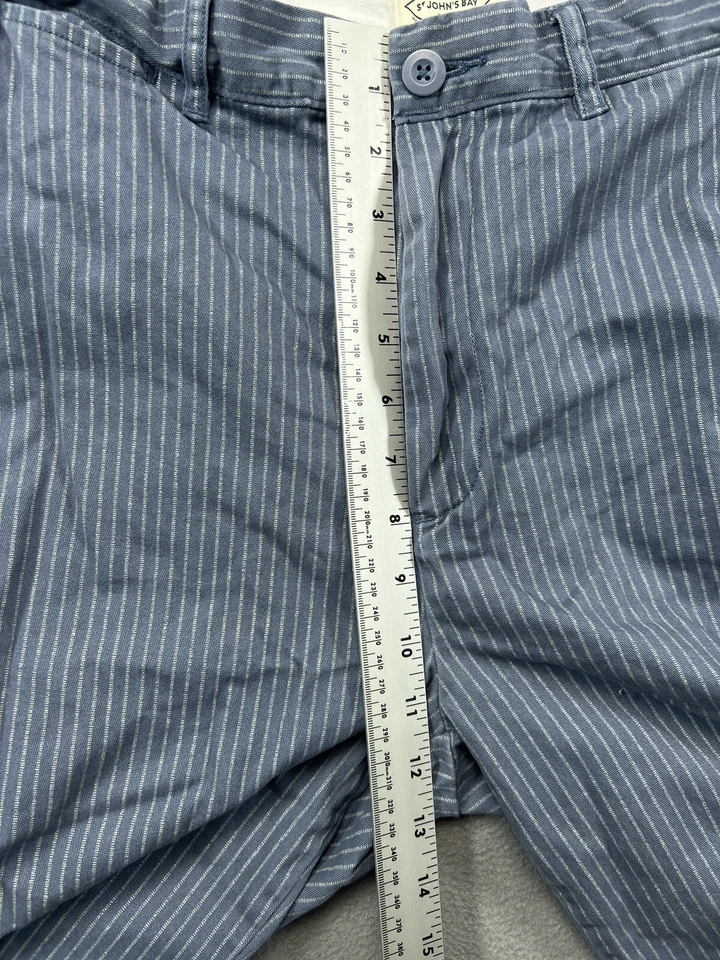 St Johns Bay Shorts Mens 34 Blue Stripe Chino Long Casual Mens - Image 3 of 4