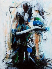 ARTIST'S ORIGINAL acrylic painting MODERN ABSTRACT FIGURATIVE EXPRESSIVE ART