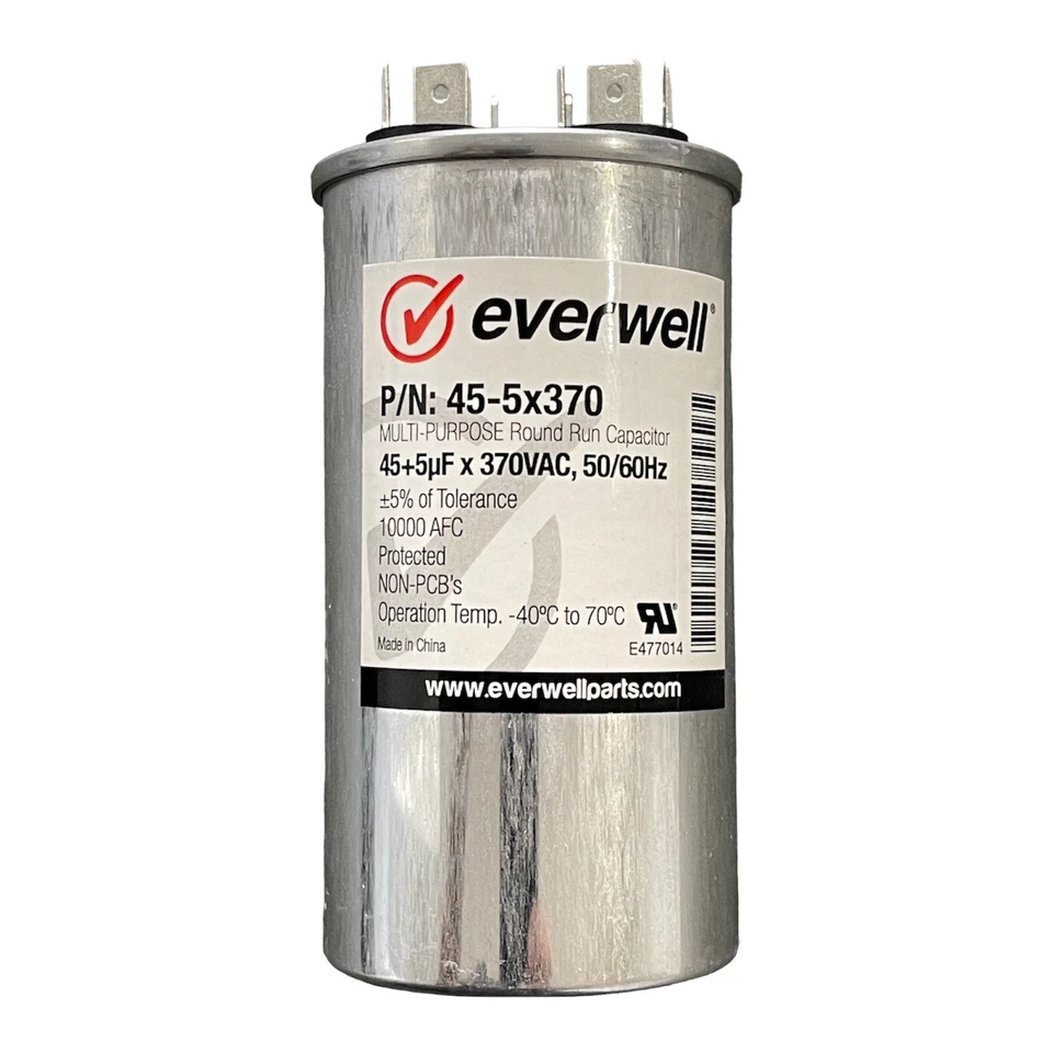 Круглый металлизированный конденсатор для запуска двигателя двойной 45+5 MFD X 370 В переменного тока 50/60 Гц - Изображение 4 из 4