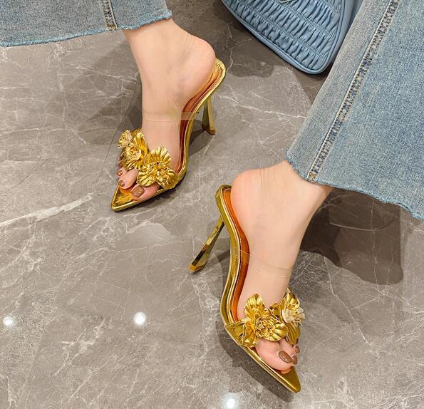 PANTOFOLA D’ORO Sandali donna moda estate punta aperta fiori sexy festa tacchi alti