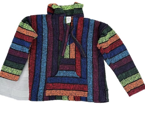 Mexican Baja Hoodie Jacket Poncho Kids Size 8 Authentic Mexican Mago’s Fu Color - Picture 2 of 10