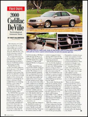 2000 Cadillac deVille Original Review Report Print Car Article