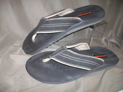 rockport men's leather flip flops