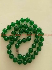 Genuine Natural 8mm Green Jade Round Beads Gemstone Necklace 18"