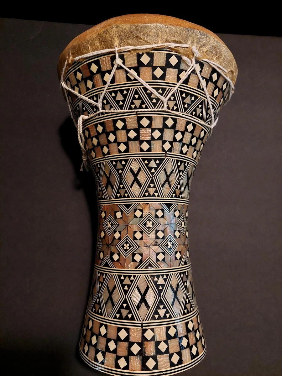 EGYPTIAN DOUMBEK DARBUKA TABLA DRUM Wooden with Inlaid Mother