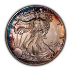2001 $1 1 oz Silver American Eagle - PQ Rainbow Pattern Toning - BU - SKU-E3366