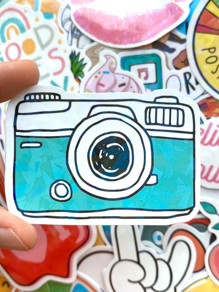 5-100 piezas pegatinas holográficas, calcomanías boho brillantes de moda para computadora portátil Foto 4 de 4