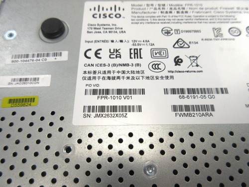 Cisco FirePower 1000 Series Security Firewall, FPR-1010, ohne AC, C4*30 - Bild 3 von 3