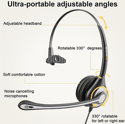 Wantek Headset Quick Disconnect with Microphone Noise Canceling 600QS1 - Picture 3 of 6