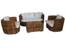 SALOTTO IN RATTAN CL  NATURALE VIMINI 1 DIVANO 2 POLTRONE 1 TAVOLO PER ESTERNO  