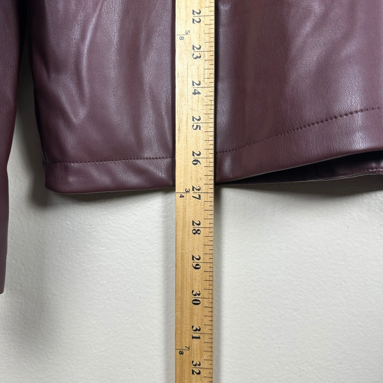 JF J. Ferrar Men's Large Jacket Burgundy Faux Leather Full Zip NEW image 4
