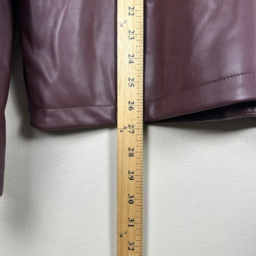 JF J. Ferrar Men's Large Jacket Burgundy Faux Leather Full Zip NEW image 4