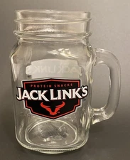 JACK LINKS BEEF JERKY Pint Glass Handled Mason Jar/Beer Mug Advertising