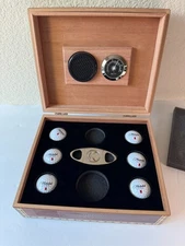 Michelob Ultra CIGAR HUMIDOR CALLAWAY GOLF BALLS AND CIGAR CUTTER WOOD CASE