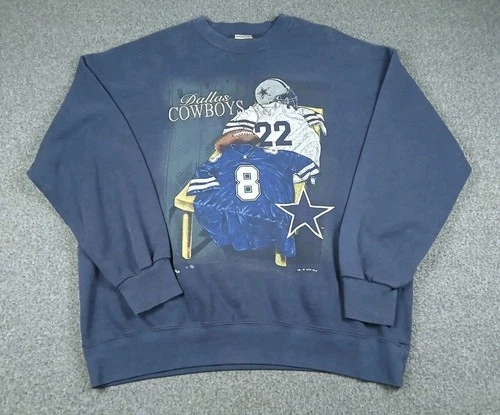Vintage 90s Dallas Cowboys Troy Aikman Crewneck Mens Sweatshirt Size XL Nutmeg