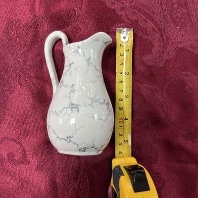 5  Pitcher White Gray Marble