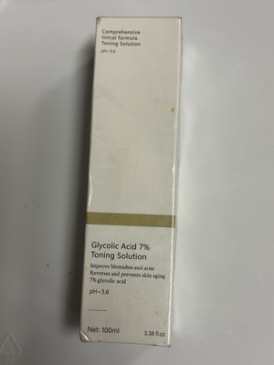 Glycolic Acid 7% Toning Solution Reverses Skin Aging 3.38 oz./100 ml NIB 4/27