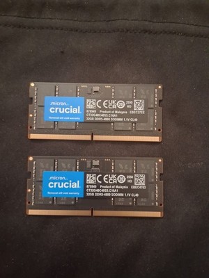 Crucial 64GB DDR5-4800 SODIMM Memory Kit - Black (CT2K32G48C40S5