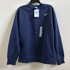 Nike Mens Club Fleece Crewneck Sweatshirt Pullover Medium Navy