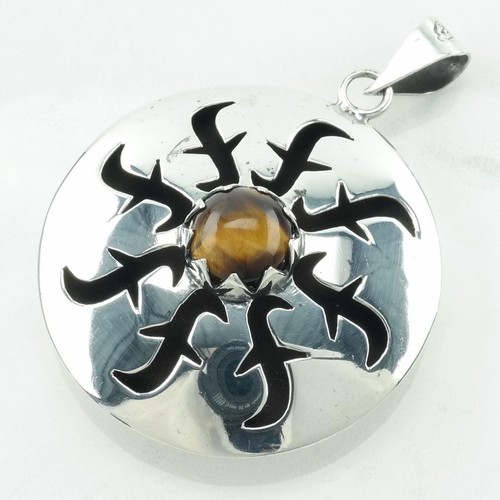 Taxco Tiger's Eye Hollow Sterling Silver Pendant