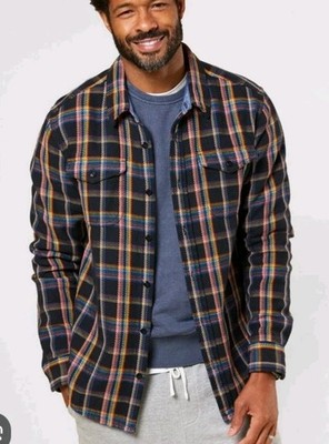 Outerknown Blanket Shirt True Black Rainbow Plaid Men's Size S NWT