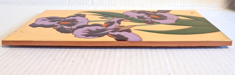 Vintage Arius Sante Fe Art Tile Trivet Floral Purple Iris 6" x 12" - Lovely! - Image 3 of 4