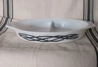 Vntg Pyrex  Barbed Wire , White Black Stars Divided Casserole Dish 1.5 qt