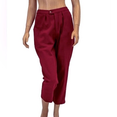 Anthropologie Rue Stiic Marin Pant Valiant Red Linen Blend Trousers Large NWT