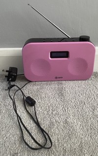 Onn DAB FM Radio Portable Digital Auto Scan Pink Black Office Home Shed Battery