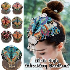 Cerchietto stile etnico ricamo tesa larga danza accessori capelli puntelli