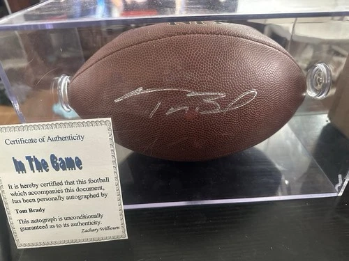 Tom Brady Signed NFL Wilson Official Football In Case  with COA Patriots GOAT