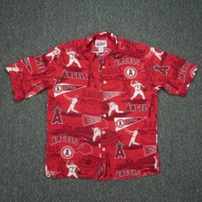Anaheim Angels Shirt Mens Medium Red Reyn Spooner Aloha Camp Baseball Hawaiian