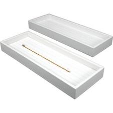 2 présentoirs bracelet simili cuir blanc 6 fentes