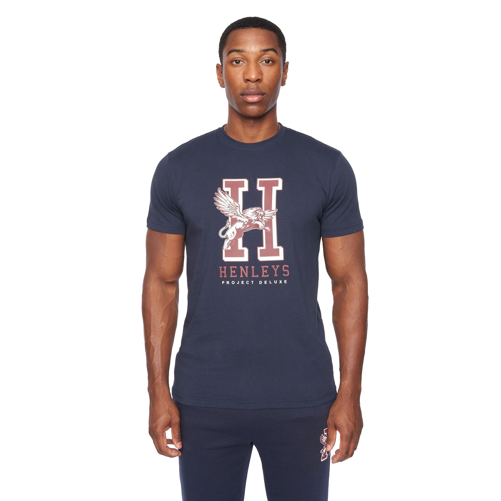 Henleys Belton Mens Smart Casual Designer Fashion Crewneck T-Shirt Navy