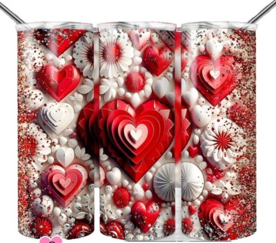 3D Effect Valentine's Day Candy Hearts Heart Gift 20oz Skinny Tumbler insulated