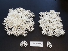 100 MICRO K'NEX White Slotted Connectors 3D 7 & 4-way (Blue & Gray Size) KNEX