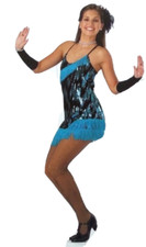 Ballroom Blitz BLUE Child Medium Dance Costume Jazz Tap Dress With Mitts