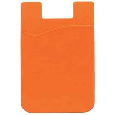 (5) Orange Phone Wallet Silicone Credit Card ID Holder Pocket Stick On Brand New