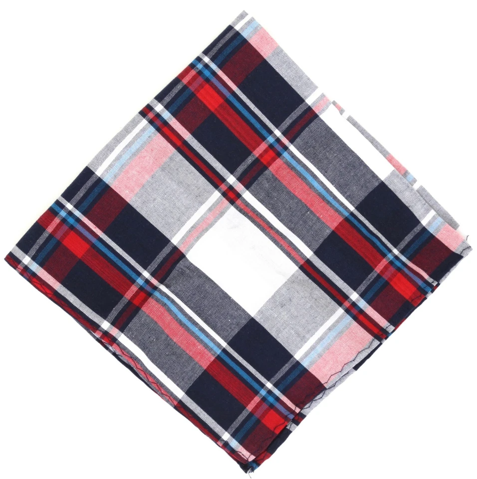 Xadrez masculino pinguim 100% algodão bolso multicolorido quadrado L16244 - Imagem 2 de 4