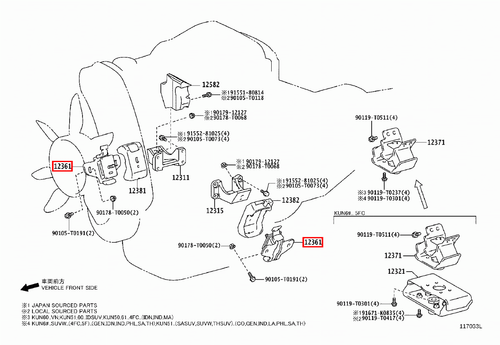 Genuine Hilux KUN35 KUN26 KUN25 2KD 2.5 Diesel 1KD 3.0 Diesel Front Engine Mount - Picture 11 of 12