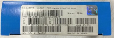 Intel BX80634E52403V2 SR1AL Xeon Processor E5-2403 v2 10M Cache, 1.80 GHz NEW 