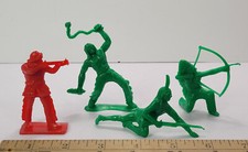 Red Green Plastic Cowboy Indian Native Rare Vintage
