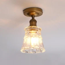 Flush Mounted Ceiling Light with Heavy Handmade Crafts Glass, Modern Hardwired S