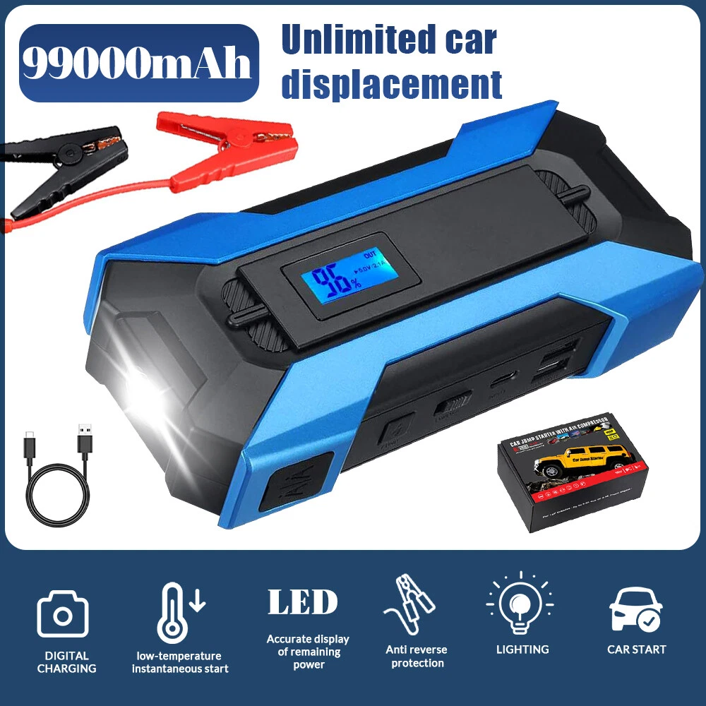 99000mAh Portable Car Jump Starter Booster Jumper Box Power Bank Battery Charger