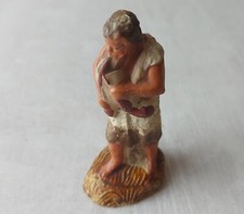 Ancien santon de crèche en plâtre, joueur de cornemuse